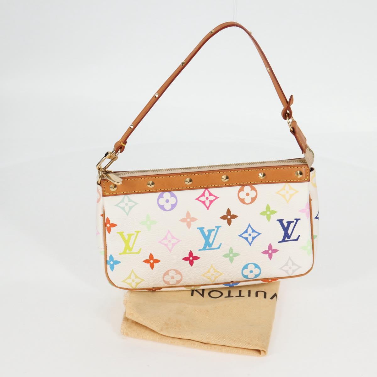 LOUIS VUITTON Monogram Multicolor Pochette Pouch White M92649 LV Auth 135504V