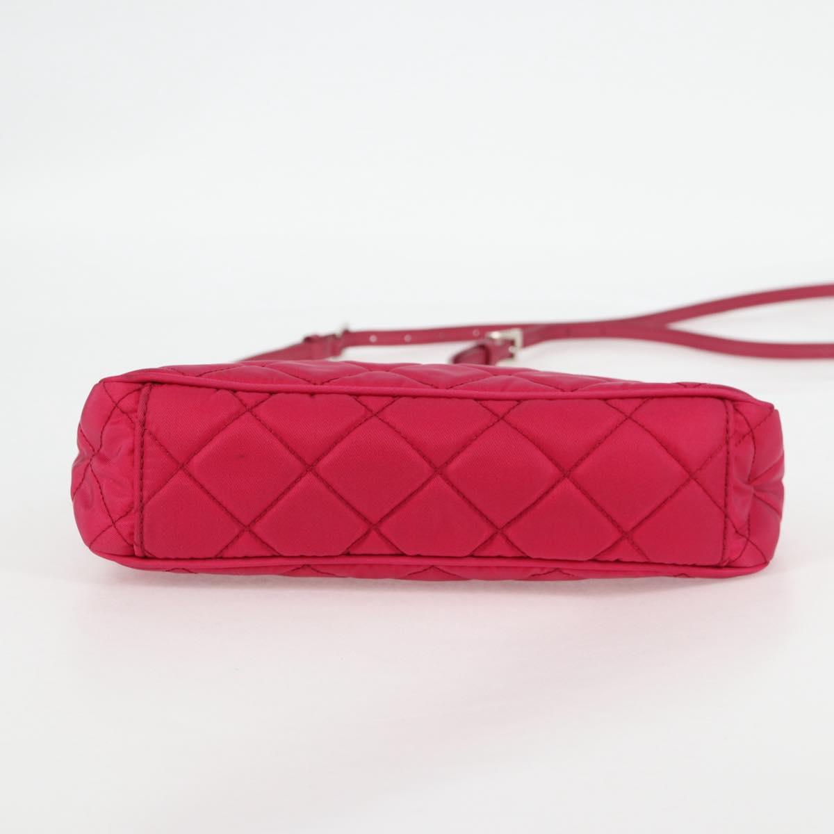 PRADA Chain Hand Bag Nylon 2way Pink Silver Auth 135510V