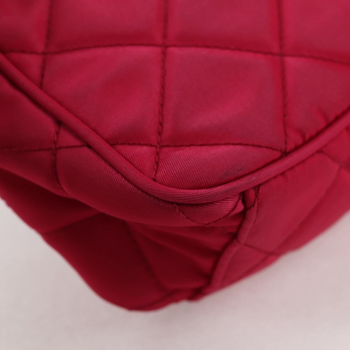 PRADA Chain Hand Bag Nylon 2way Pink Silver Auth 135510V