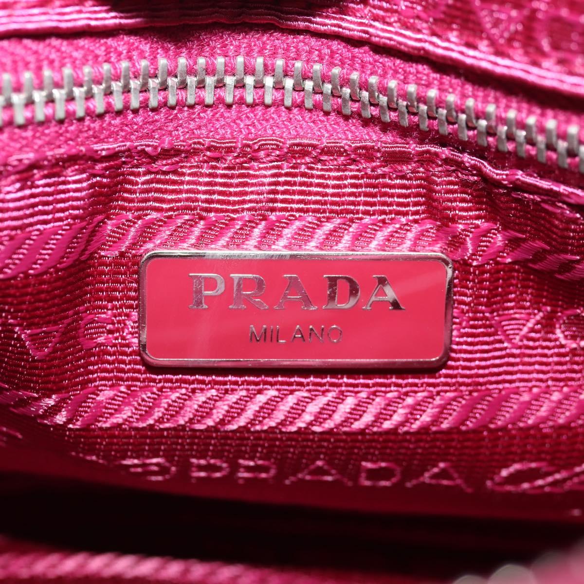 PRADA Chain Hand Bag Nylon 2way Pink Silver Auth 135510V