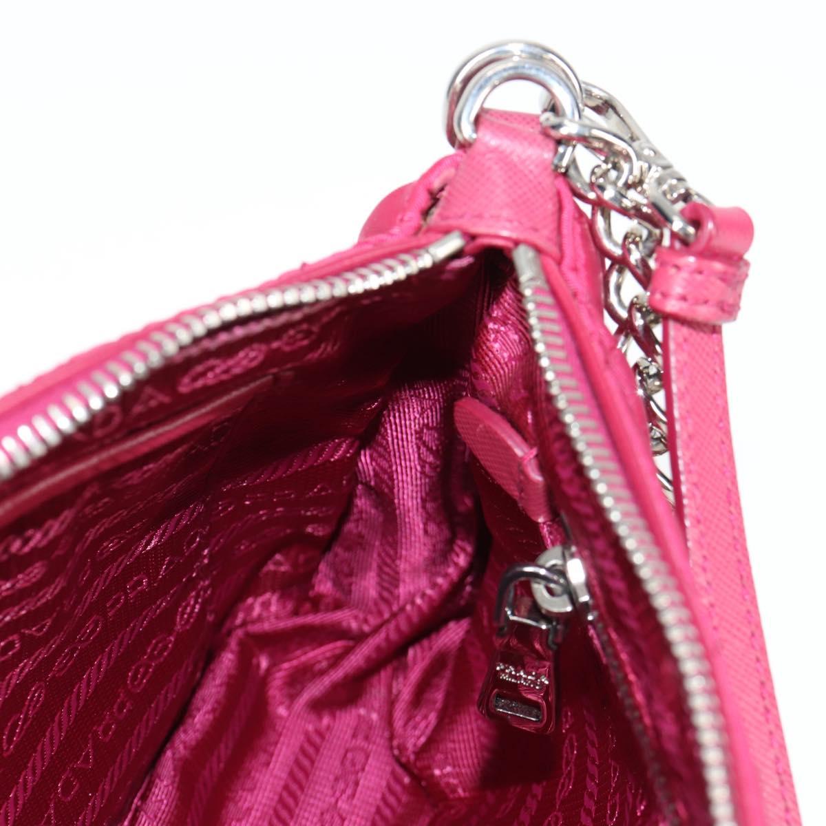 PRADA Chain Hand Bag Nylon 2way Pink Silver Auth 135510V