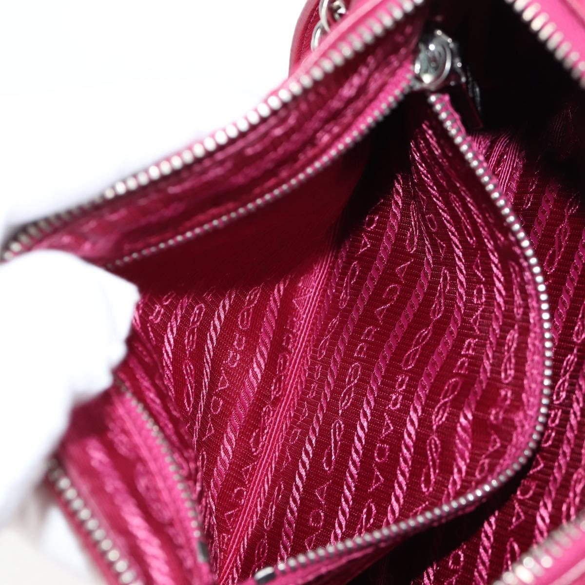 PRADA Chain Hand Bag Nylon 2way Pink Silver Auth 135510V