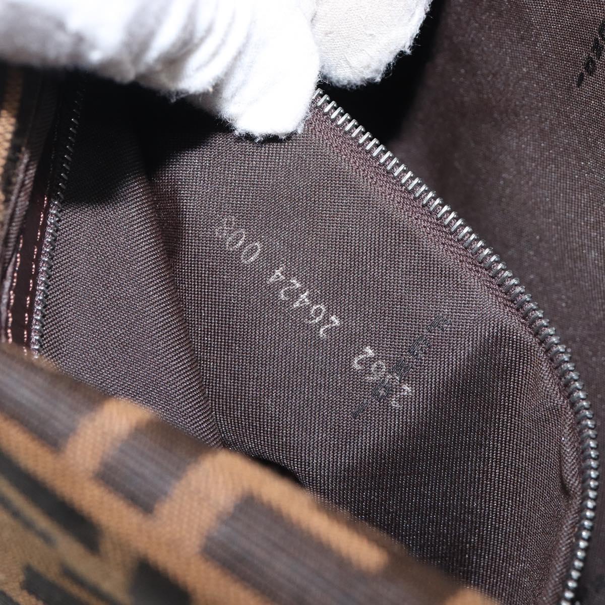 FENDI Zucca Canvas Mamma Baguette Shoulder Bag Black Brown Auth 135512