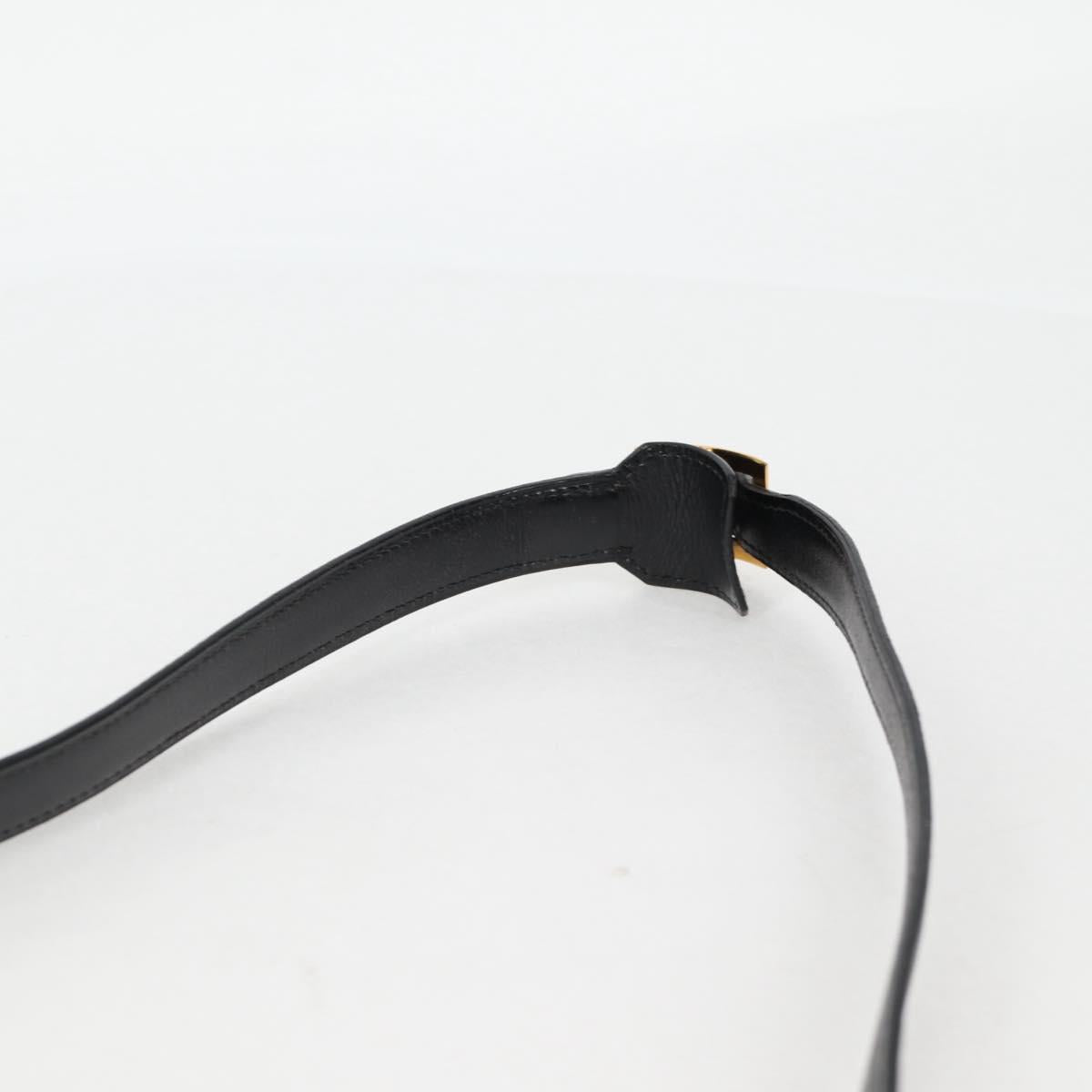 HERMES Martine Vert Shoulder Bag Leather Black Gold Auth 135513SAM