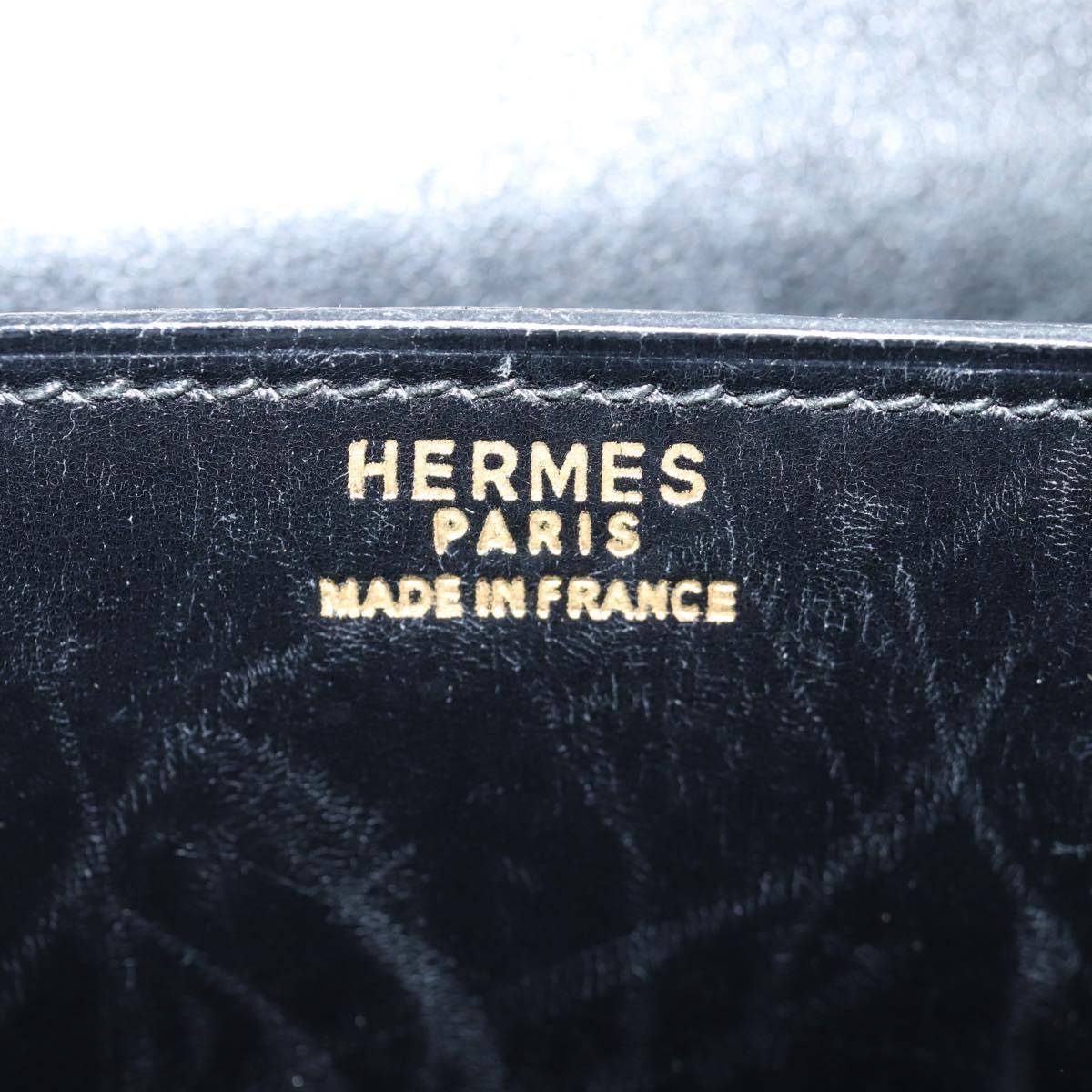 HERMES Martine Vert Shoulder Bag Leather Black Gold Auth 135513SAM