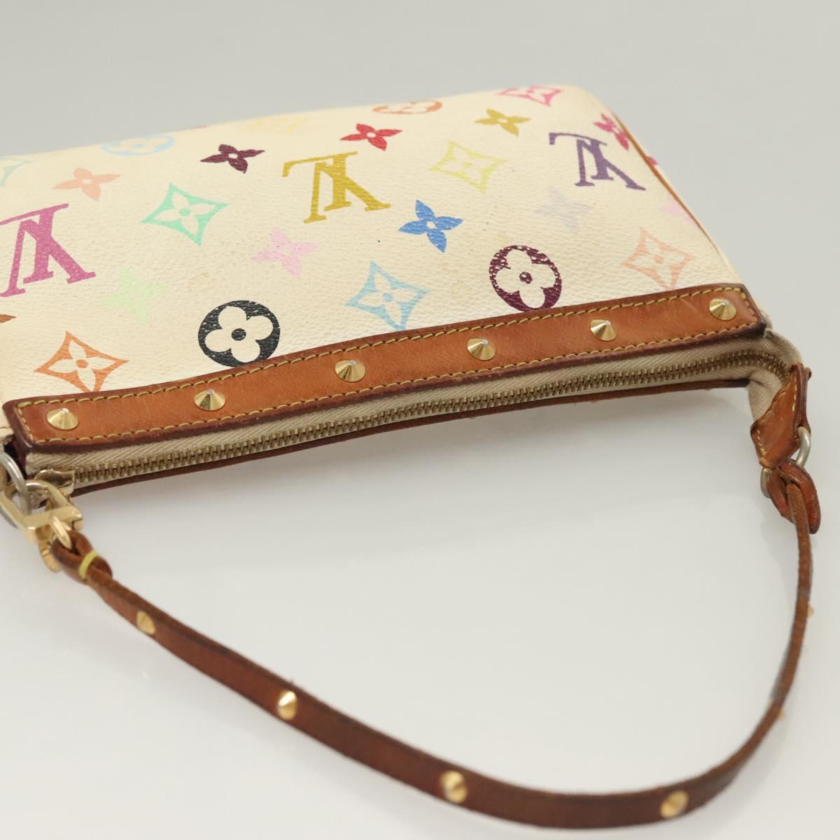 LOUIS VUITTON Monogram Multicolor Pochette Pouch White M92649 LV Auth 135545
