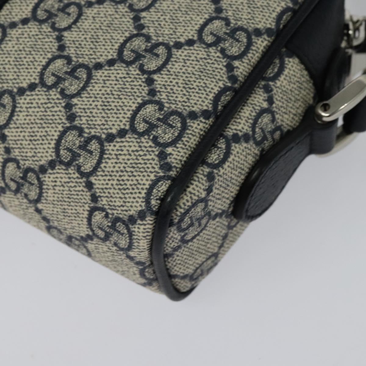 GUCCI GG Supreme Sherry Line Shoulder Bag PVC Navy Red Auth 135549
