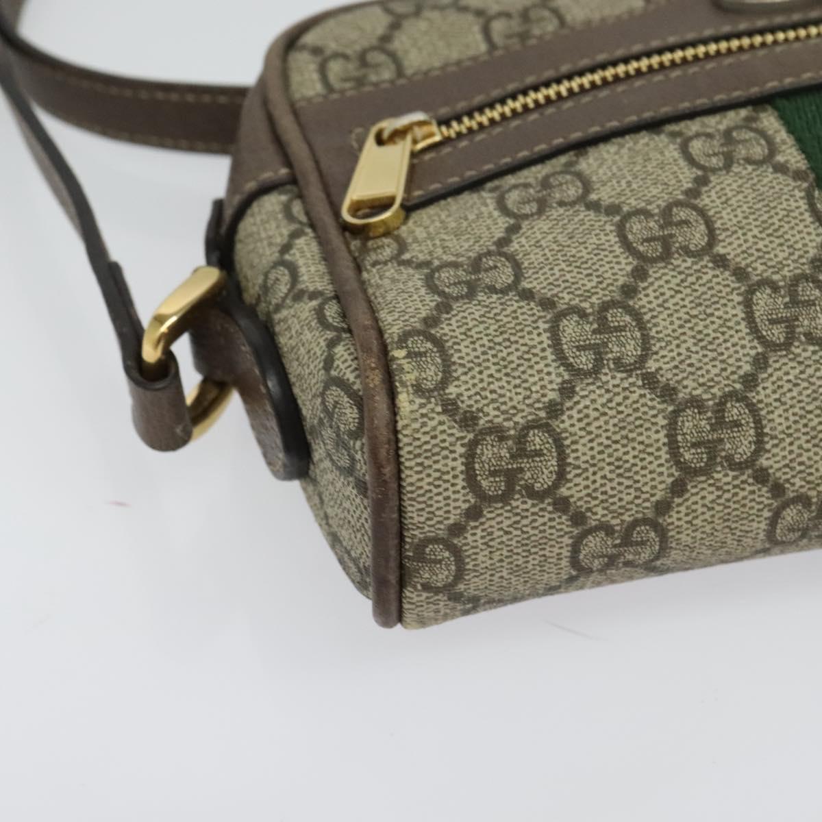 GUCCI GG Supreme Web Sherry Line Shoulder Bag PVC Brown Gold 517350 Auth 135550