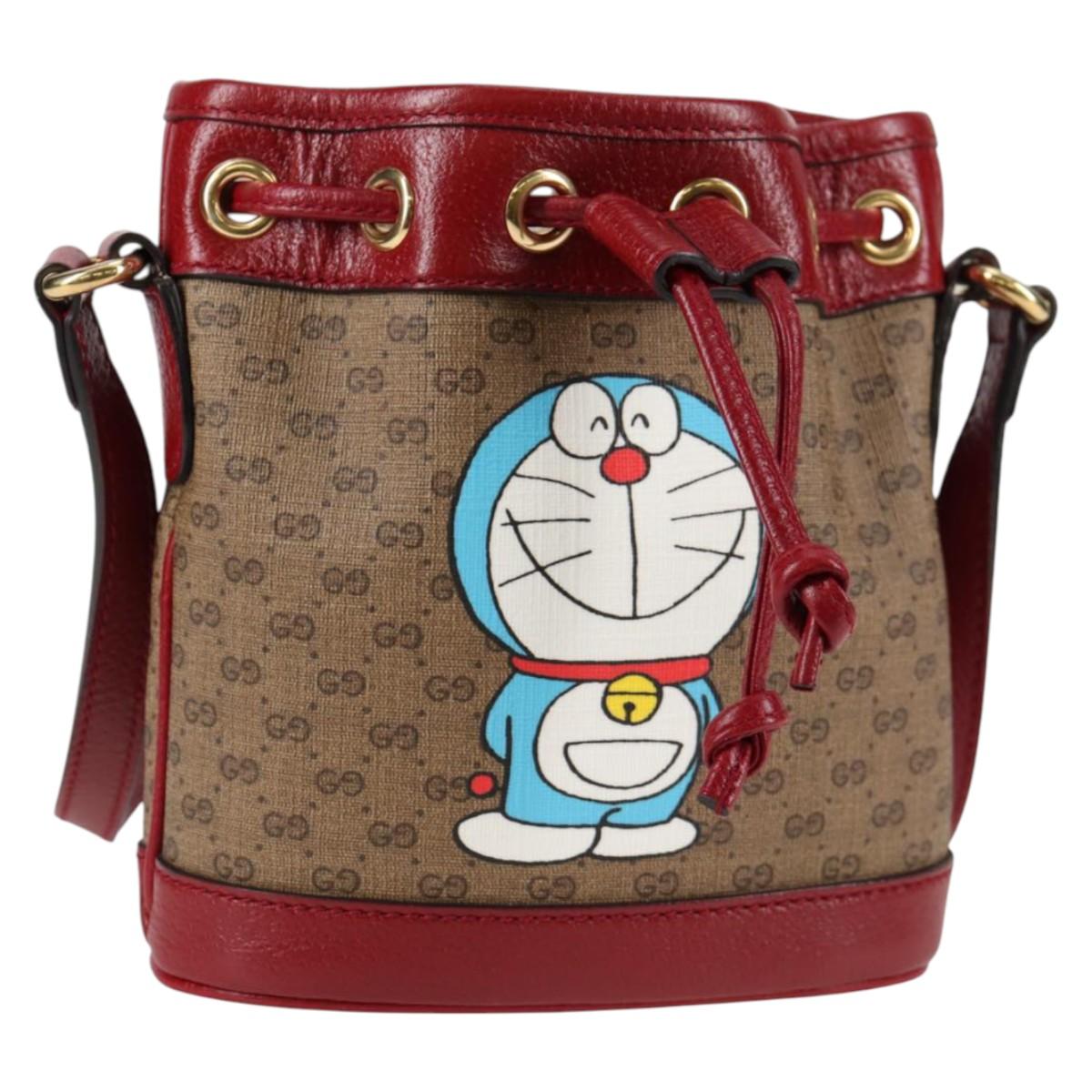 GUCCI Micro GG Supreme Doraemon Collaboration Bag PVC Beige 647801 Auth 135552SAM