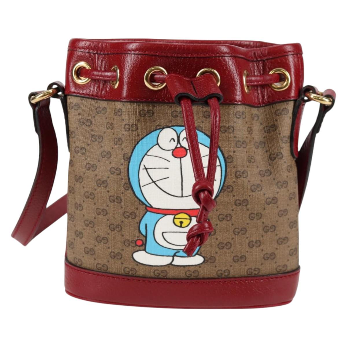 GUCCI Micro GG Supreme Doraemon Collaboration Bag PVC Beige 647801 Auth 135552SAM
