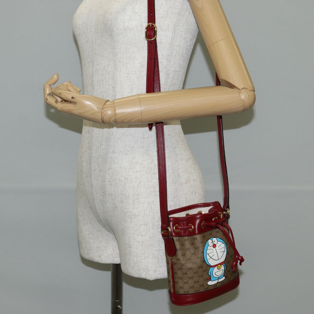 GUCCI Micro GG Supreme Doraemon Collaboration Bag PVC Beige 647801 Auth 135552SAM