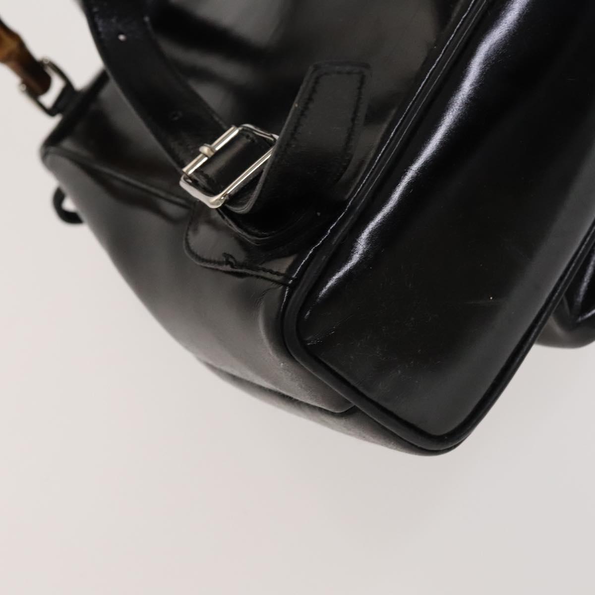 GUCCI Bamboo Backpack Enamel Black Silver 003 2034 0030 Auth 135553