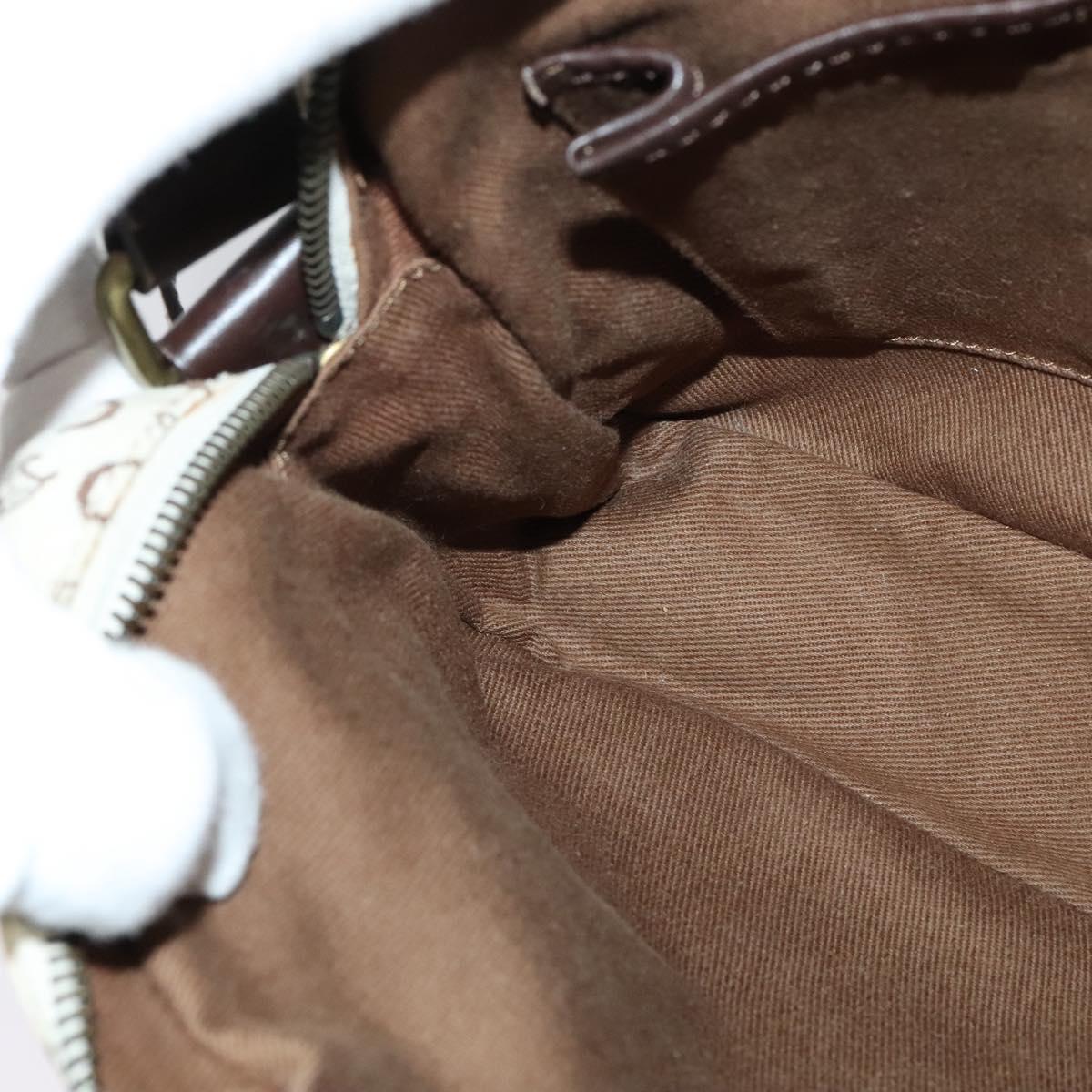 CELINE C Macadam Canvas Shoulder Bag White Auth 135554