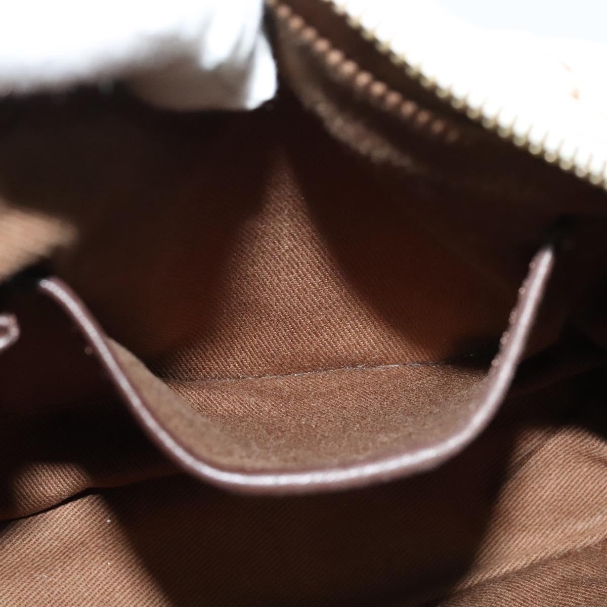 CELINE C Macadam Canvas Shoulder Bag White Auth 135554