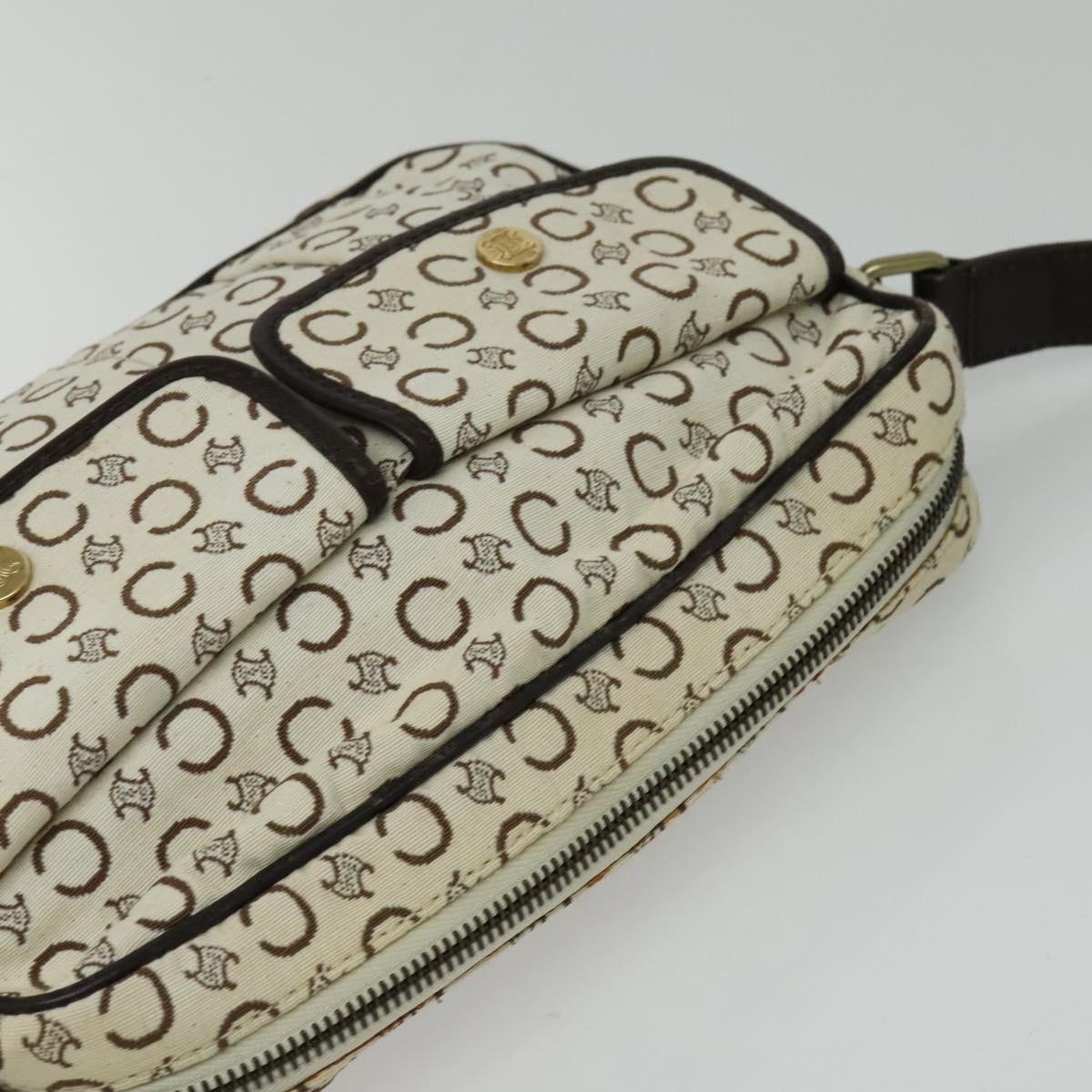 CELINE C Macadam Canvas Shoulder Bag White Auth 135554