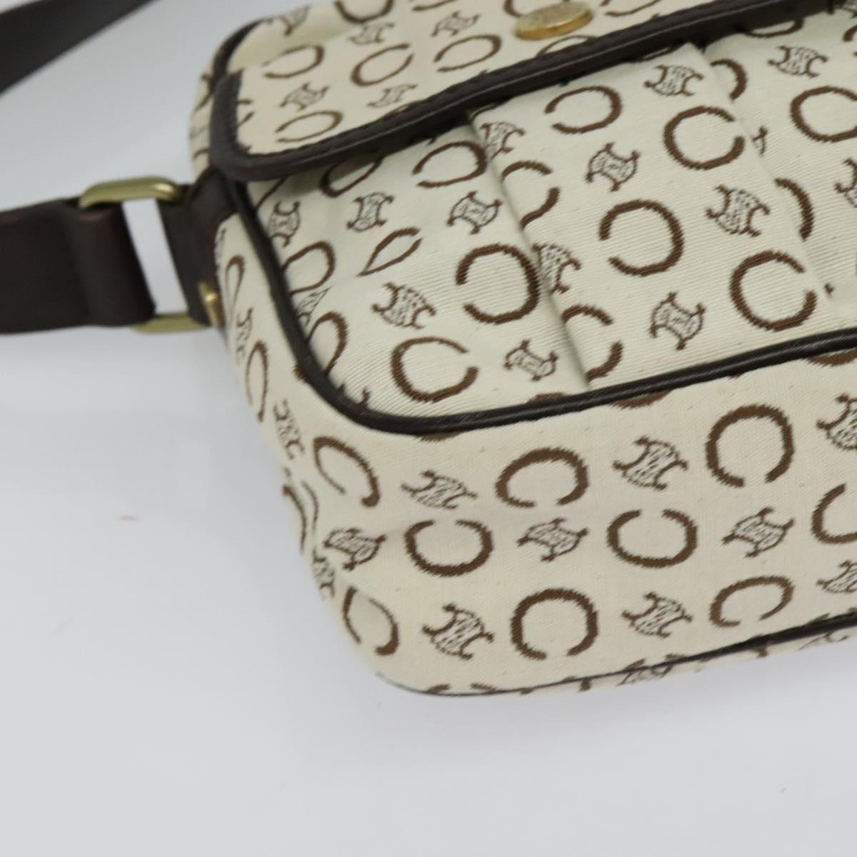 CELINE C Macadam Canvas Shoulder Bag White Auth 135554