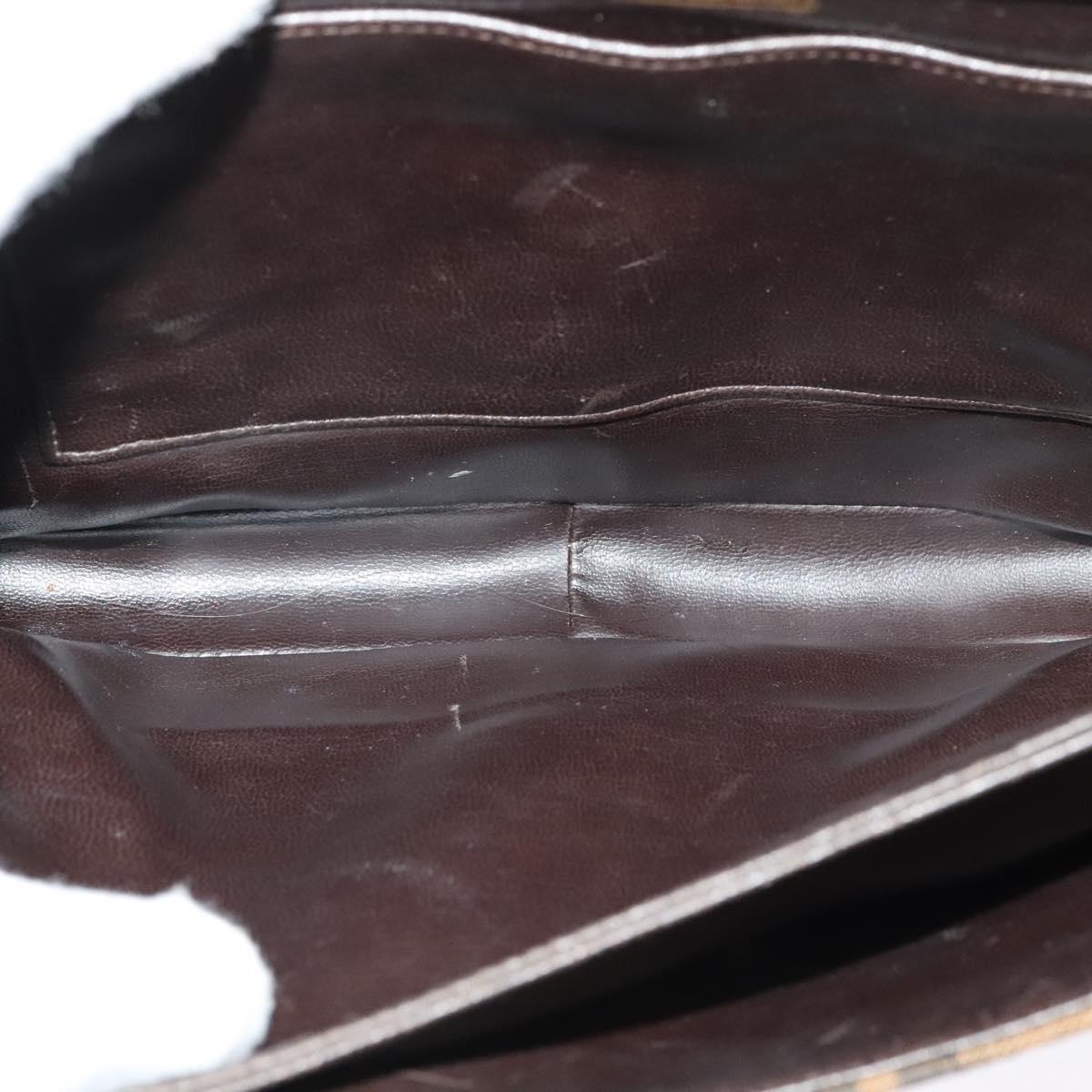 FENDI Zucca Canvas Shoulder Bag Black Brown Auth 135567