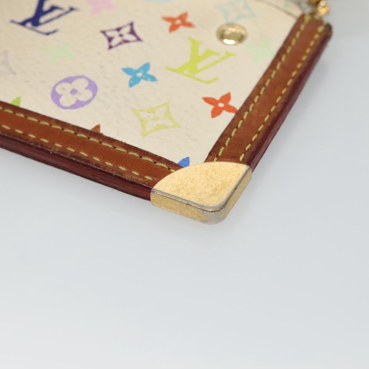 LOUIS VUITTON Multicolor Pochette Cles Coin Purse White M92655 LV Auth 135587