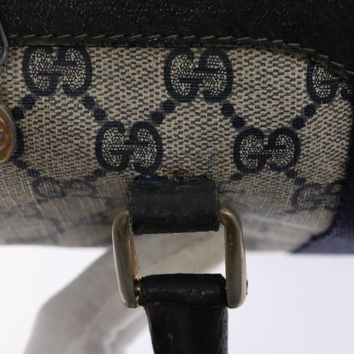 GUCCI GG Supreme Sherry Line Hand Bag PVC Navy Gold Red Auth 135604