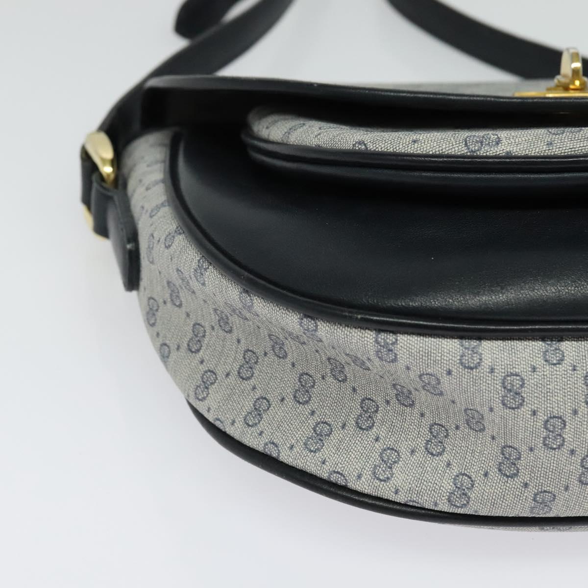 GUCCI Micro GG Supreme Shoulder Bag PVC Navy Gold Auth 135606