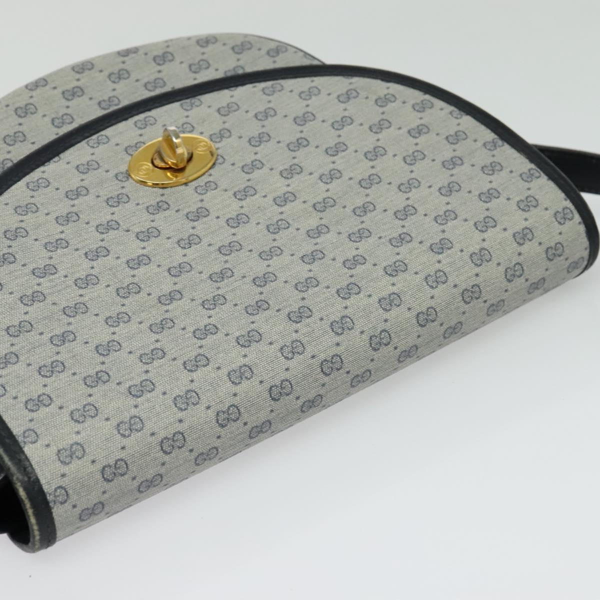 GUCCI Micro GG Supreme Shoulder Bag PVC Navy Gold Auth 135606
