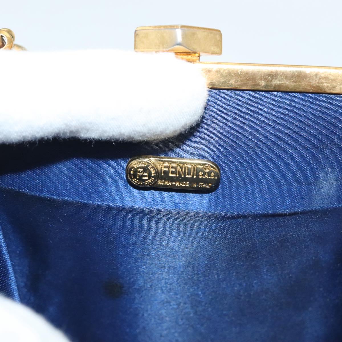 FENDI Hand Bag Nylon Red Gold Auth 135610