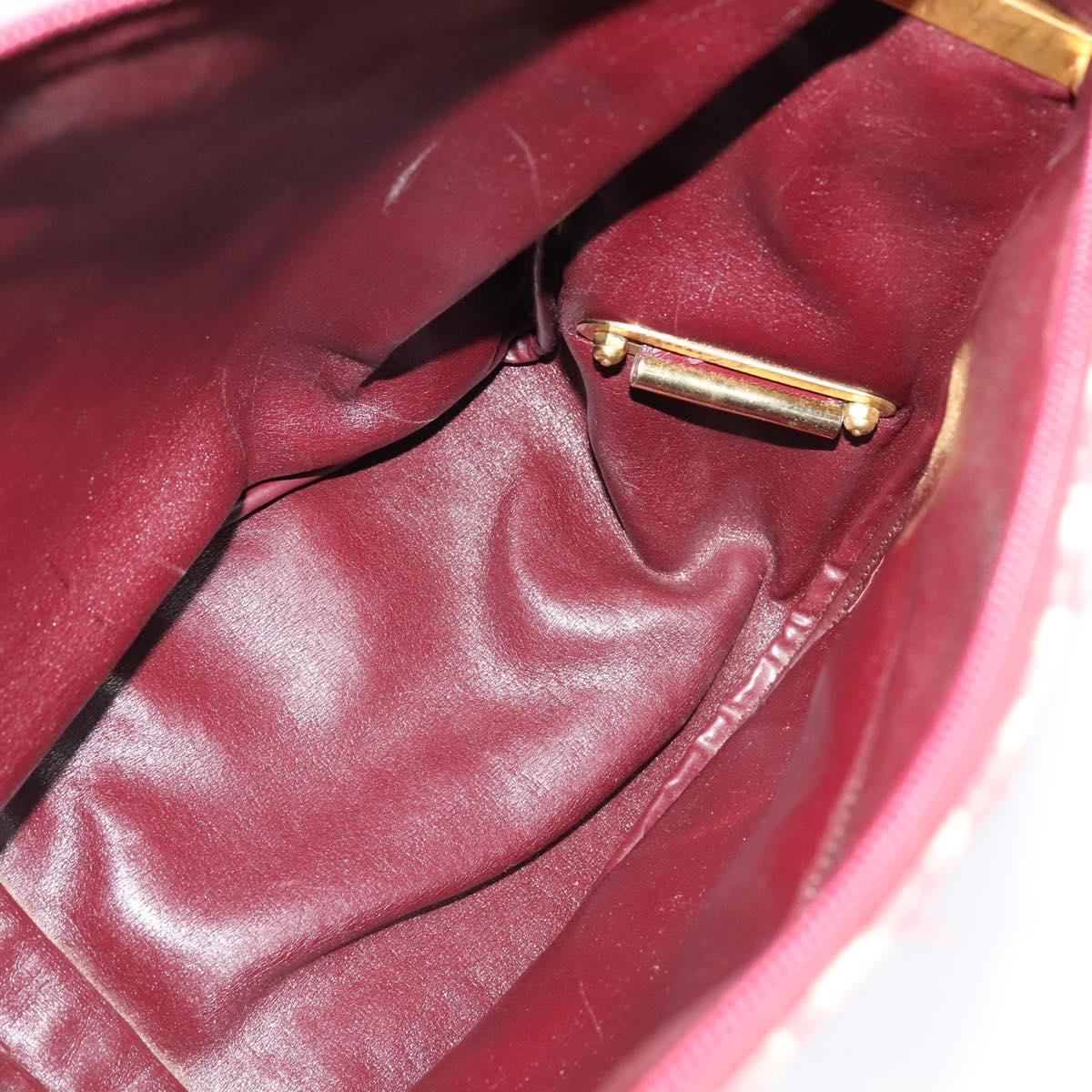 Christian Dior Trotter Canvas Shoulder Bag Red Gold Auth 135614