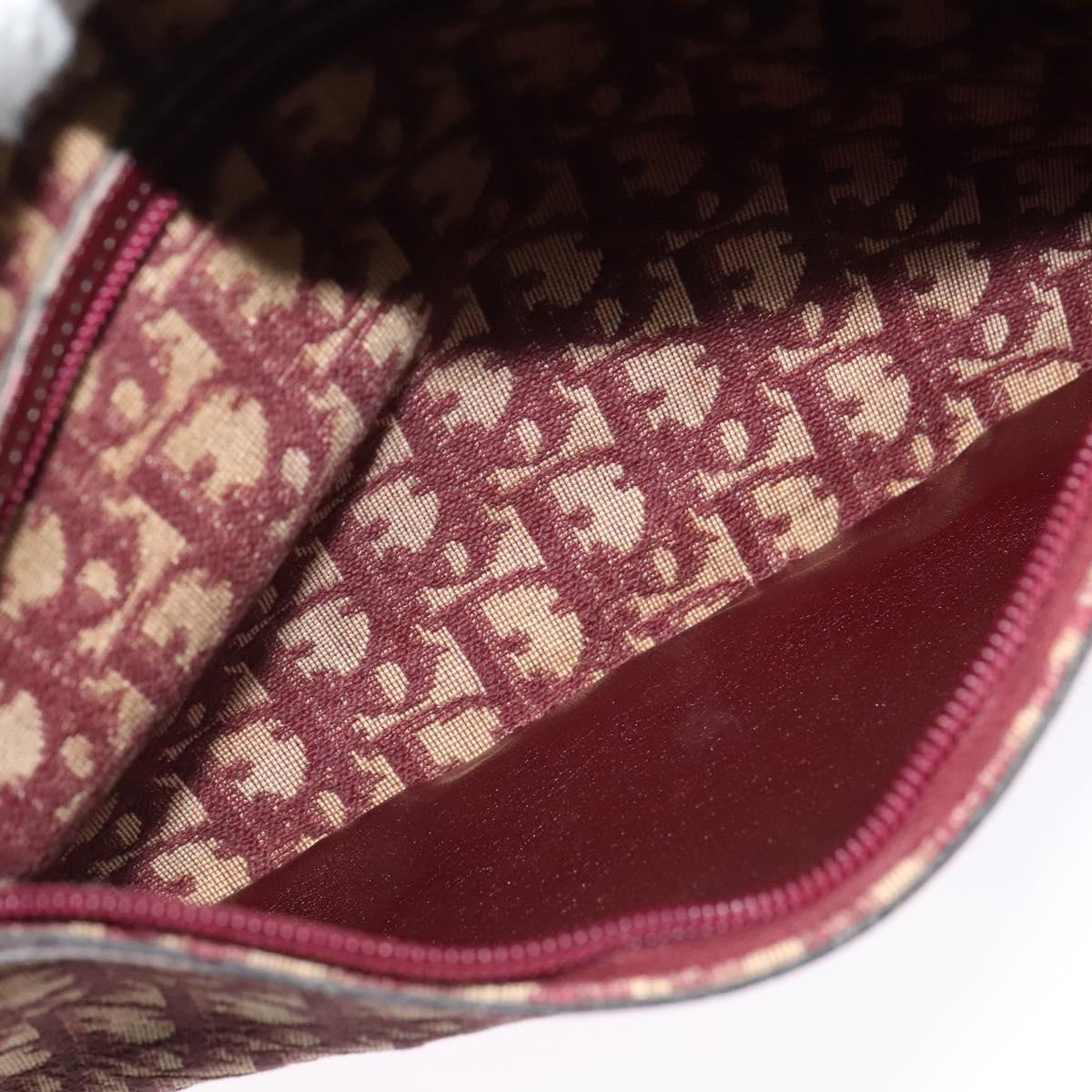 Christian Dior Trotter Canvas Shoulder Bag Red Gold Auth 135614