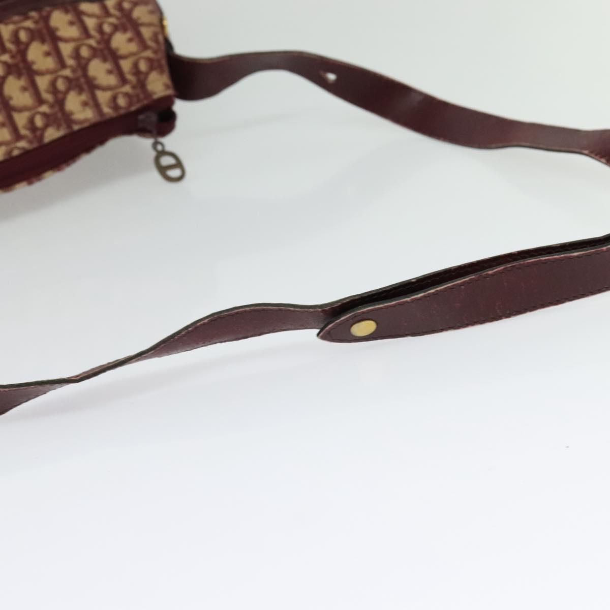 Christian Dior Trotter Canvas Shoulder Bag Red Gold Auth 135614