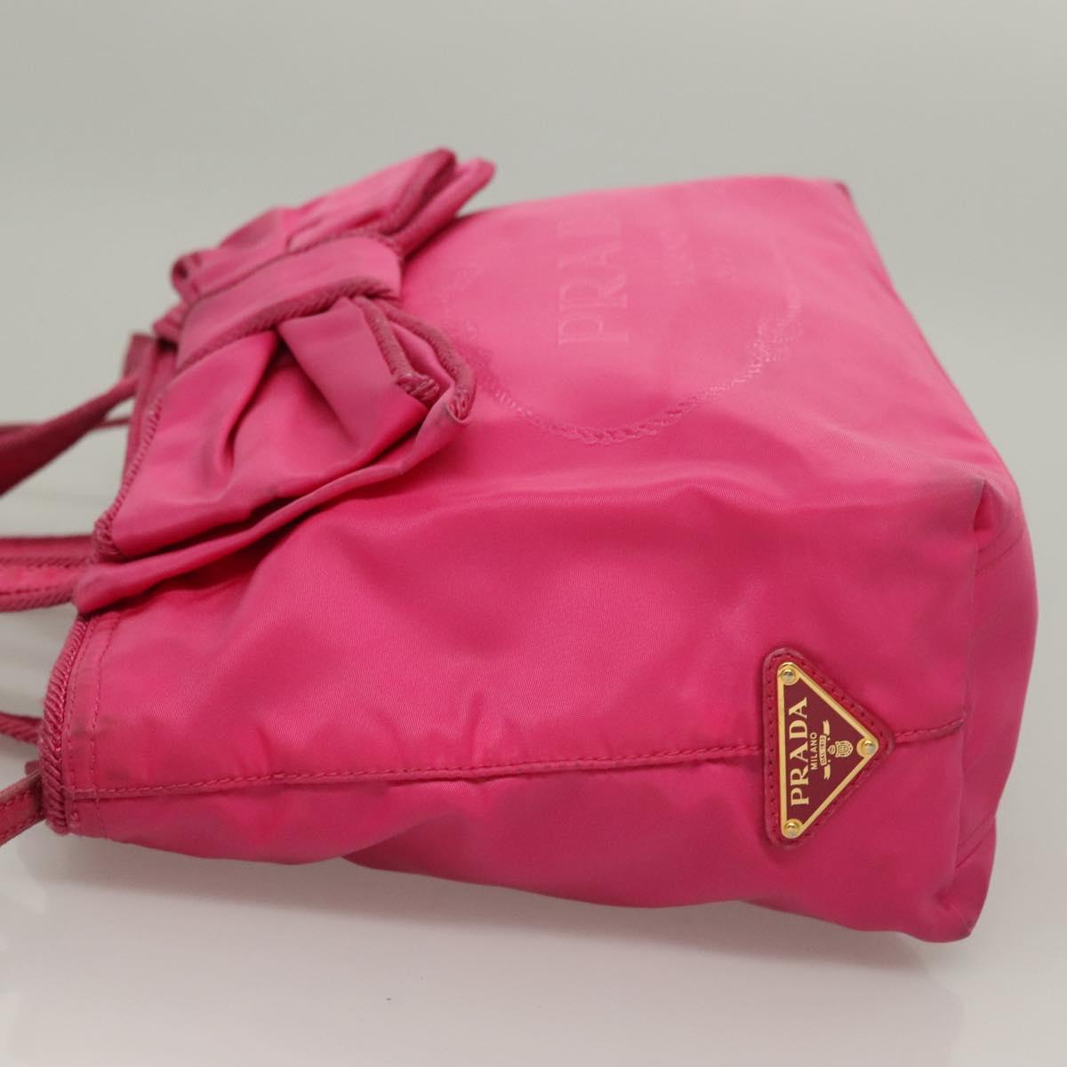 PRADA Hand Bag Nylon 2way Pink Gold Auth 135626