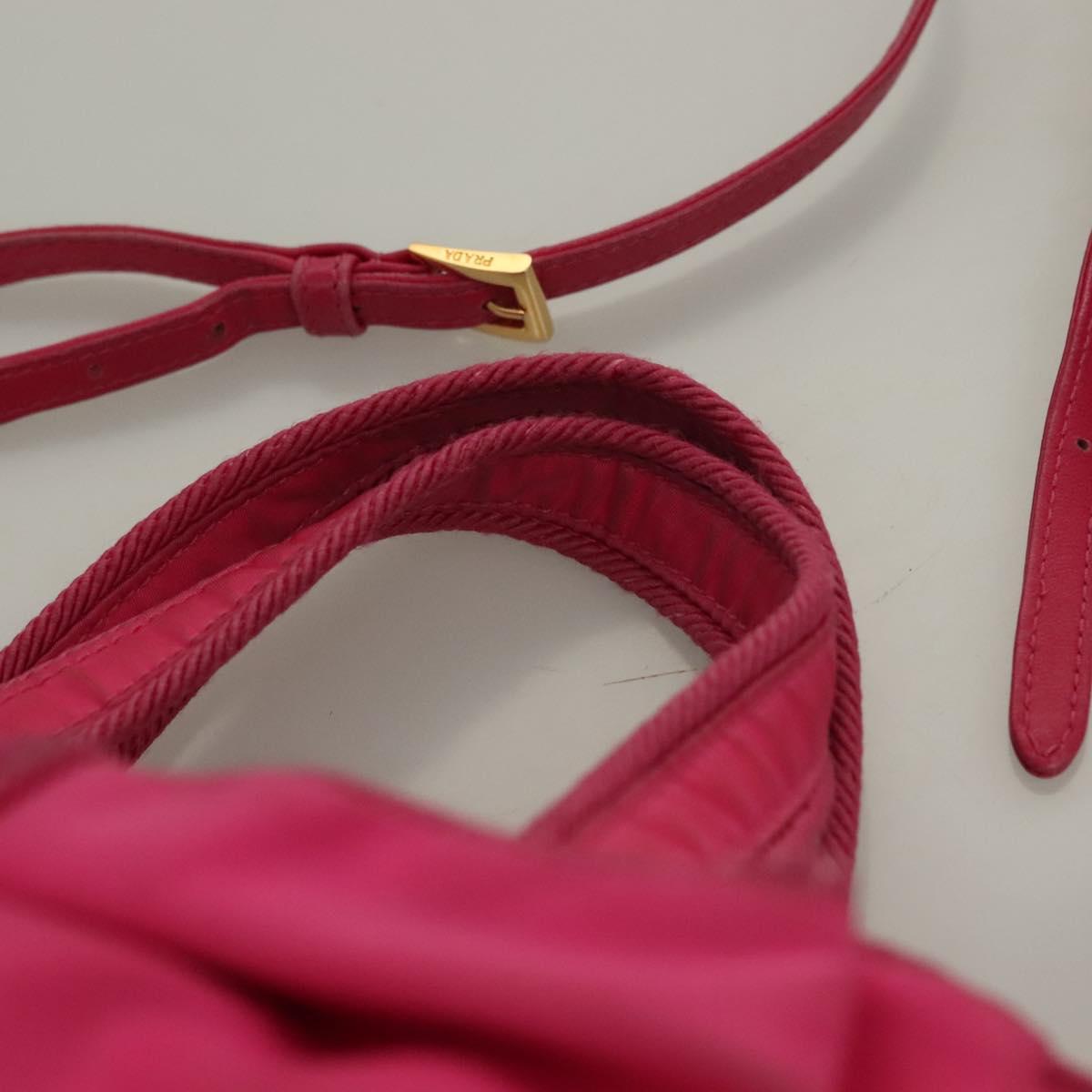 PRADA Hand Bag Nylon 2way Pink Gold Auth 135626