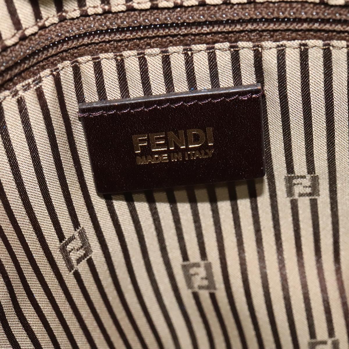 FENDI Tote Bag Leather Blue Gold Auth 135627