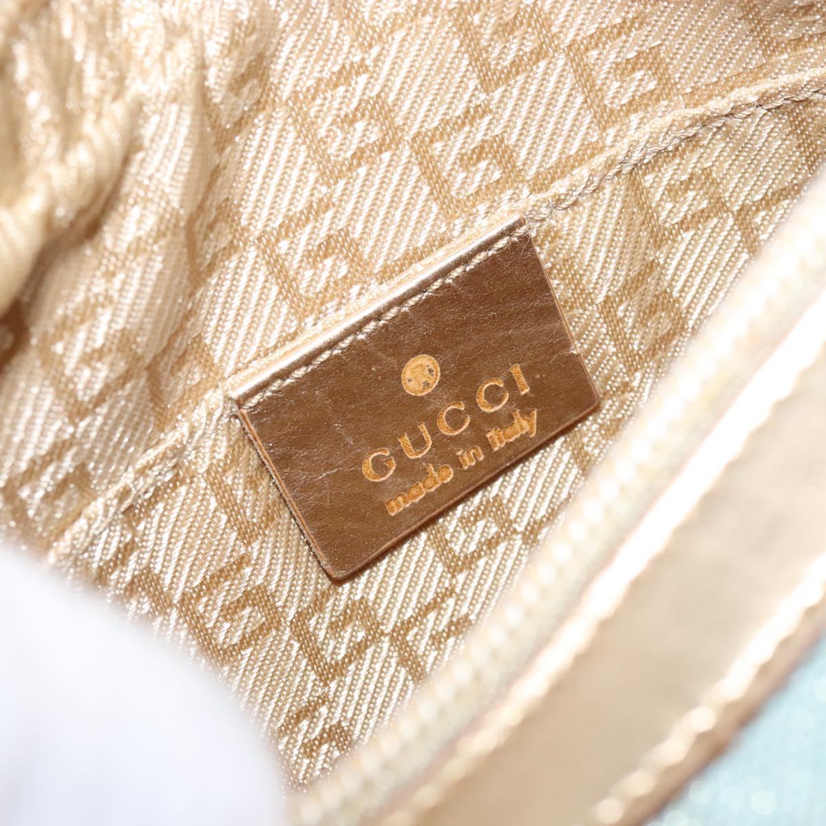 GUCCI Sherry Line Shoulder Bag Canvas Light Blue Gold 005 0814 Auth 135629