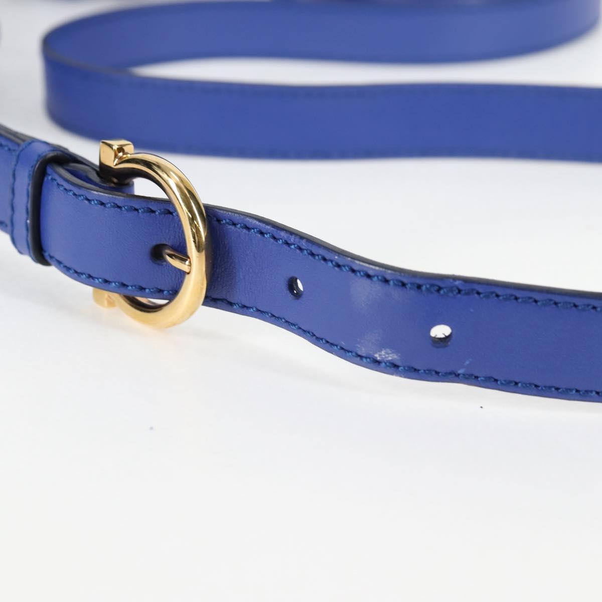 Salvatore Ferragamo Gancini Hand Bag Wicker 2way Blue Gold Auth 135631SAV