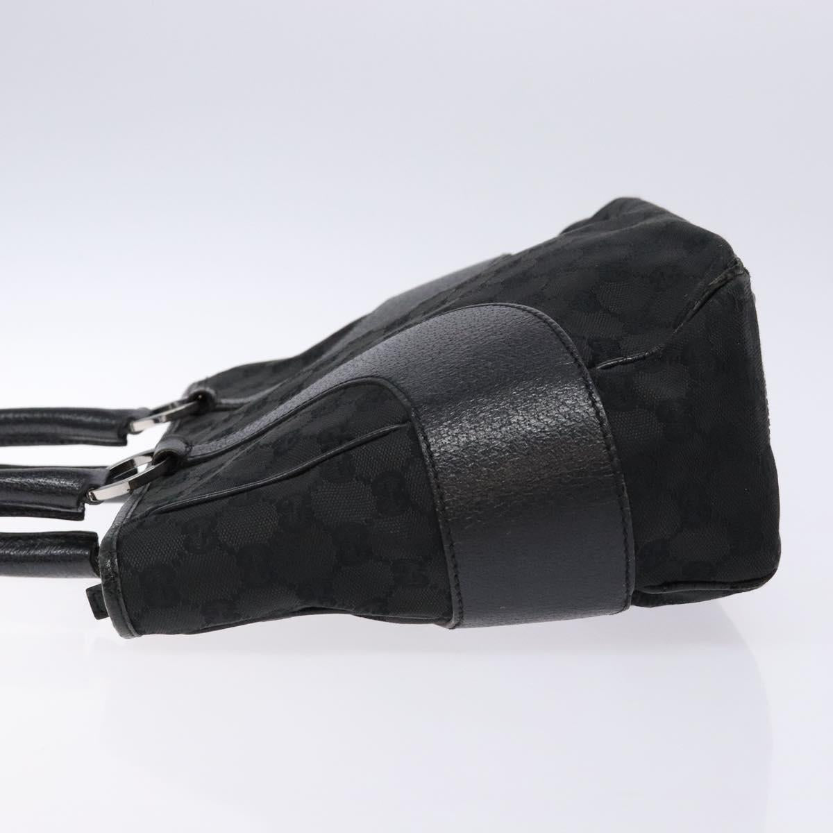 GUCCI GG Canvas Hand Bag Black Silver 113011 Auth 135642