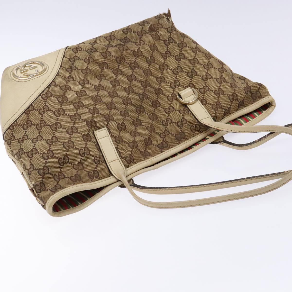 GUCCI GG Canvas Tote Bag Beige Gold 169946 Auth 135643