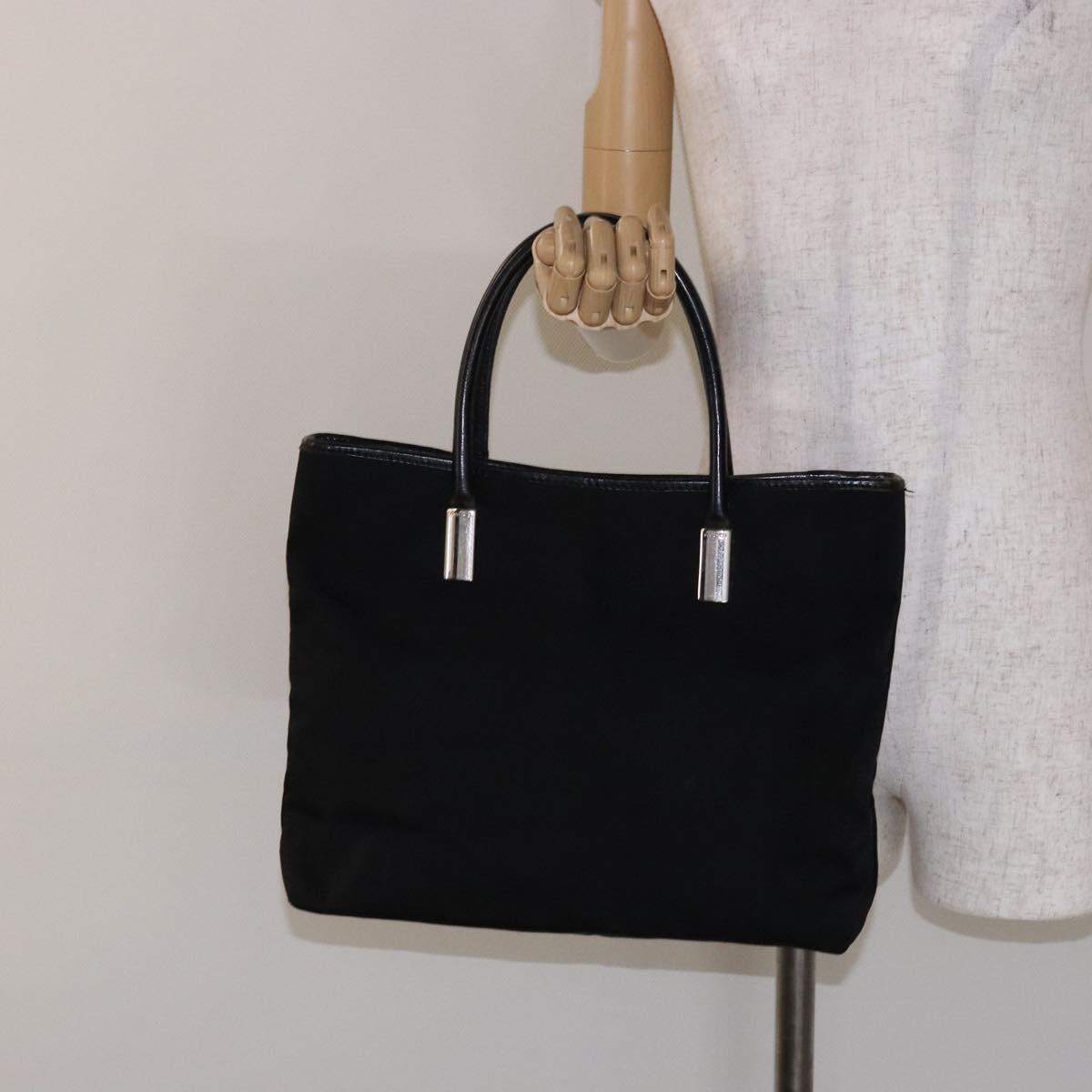 GUCCI Tote Bag Nylon Black Silver 002 2123 0457 Auth 135644