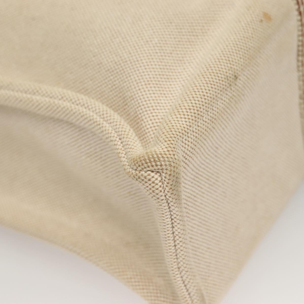 HERMES New Fourre ToutMM Hand Bag Canvas Beige Silver Auth 135646