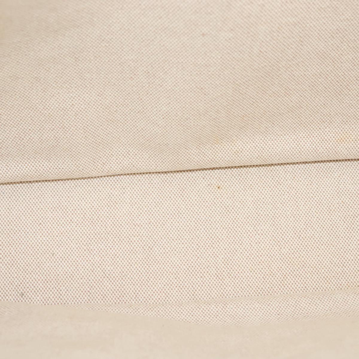 HERMES New Fourre ToutMM Hand Bag Canvas Beige Silver Auth 135646