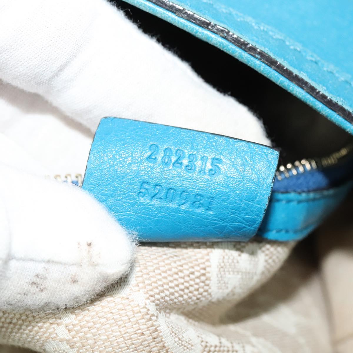 GUCCI Bamboo Hand Bag Leather 2way Blue Gold 282315 Auth 135658