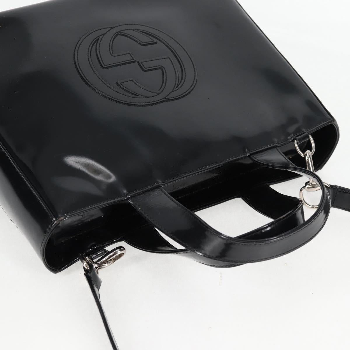 GUCCI Hand Bag Leather 2way Black Silver 000 1013 0504 Auth 135659