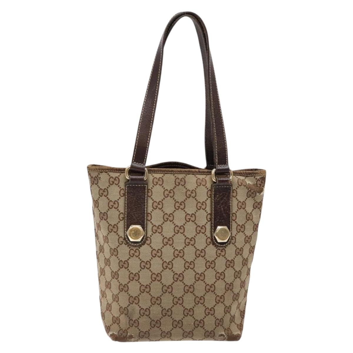 GUCCI GG Canvas Tote Bag Beige Gold 153361 Auth 135662
