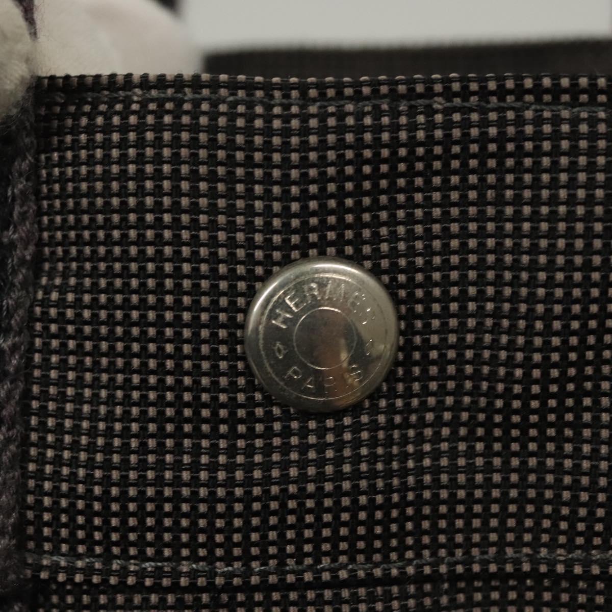 HERMES Her Line Hand Bag Canvas Gray Auth 135663