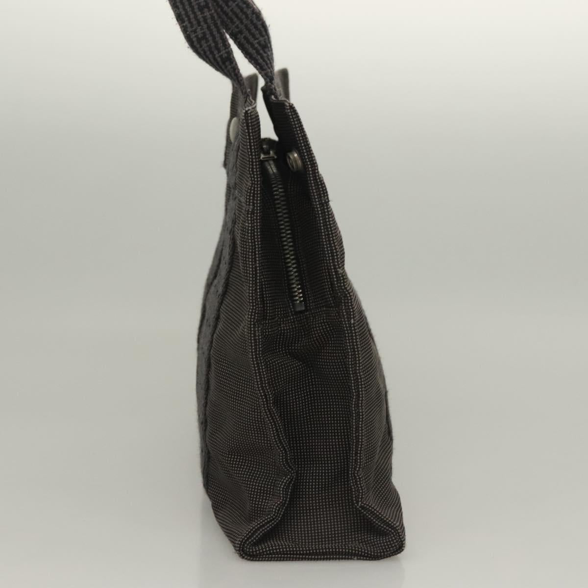 HERMES Her Line Hand Bag Canvas Gray Auth 135663