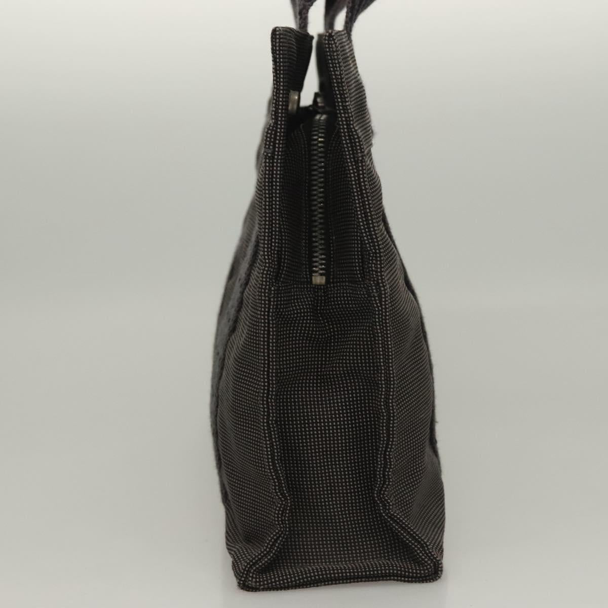 HERMES Her Line Hand Bag Canvas Gray Auth 135663