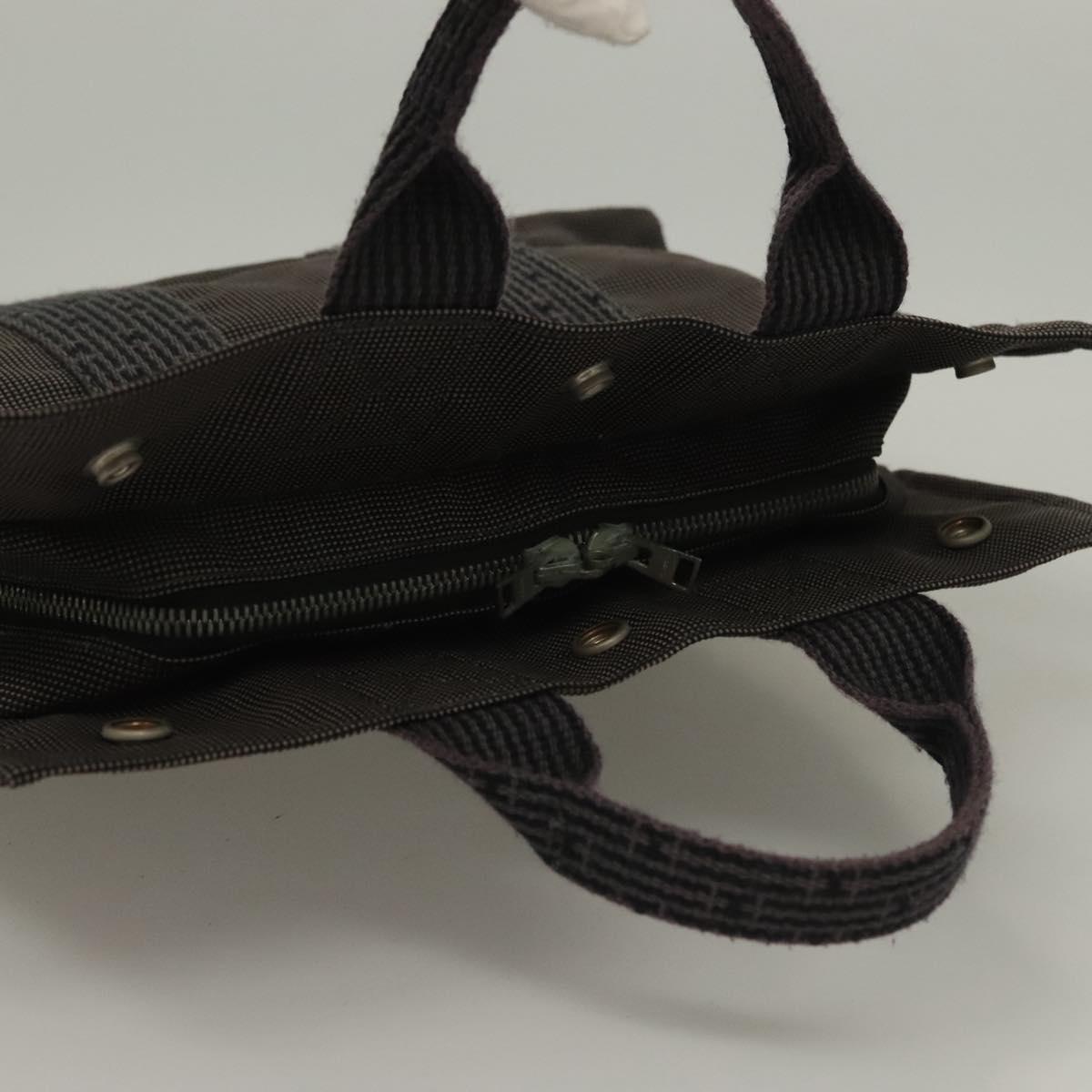 HERMES Her Line Hand Bag Canvas Gray Auth 135663