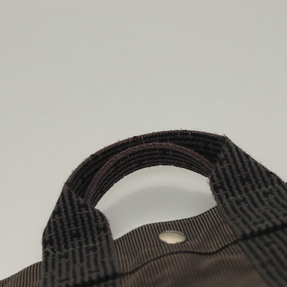 HERMES Her Line Hand Bag Canvas Gray Auth 135663