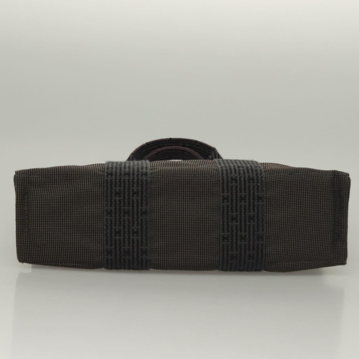 HERMES Her Line Hand Bag Canvas Gray Auth 135663