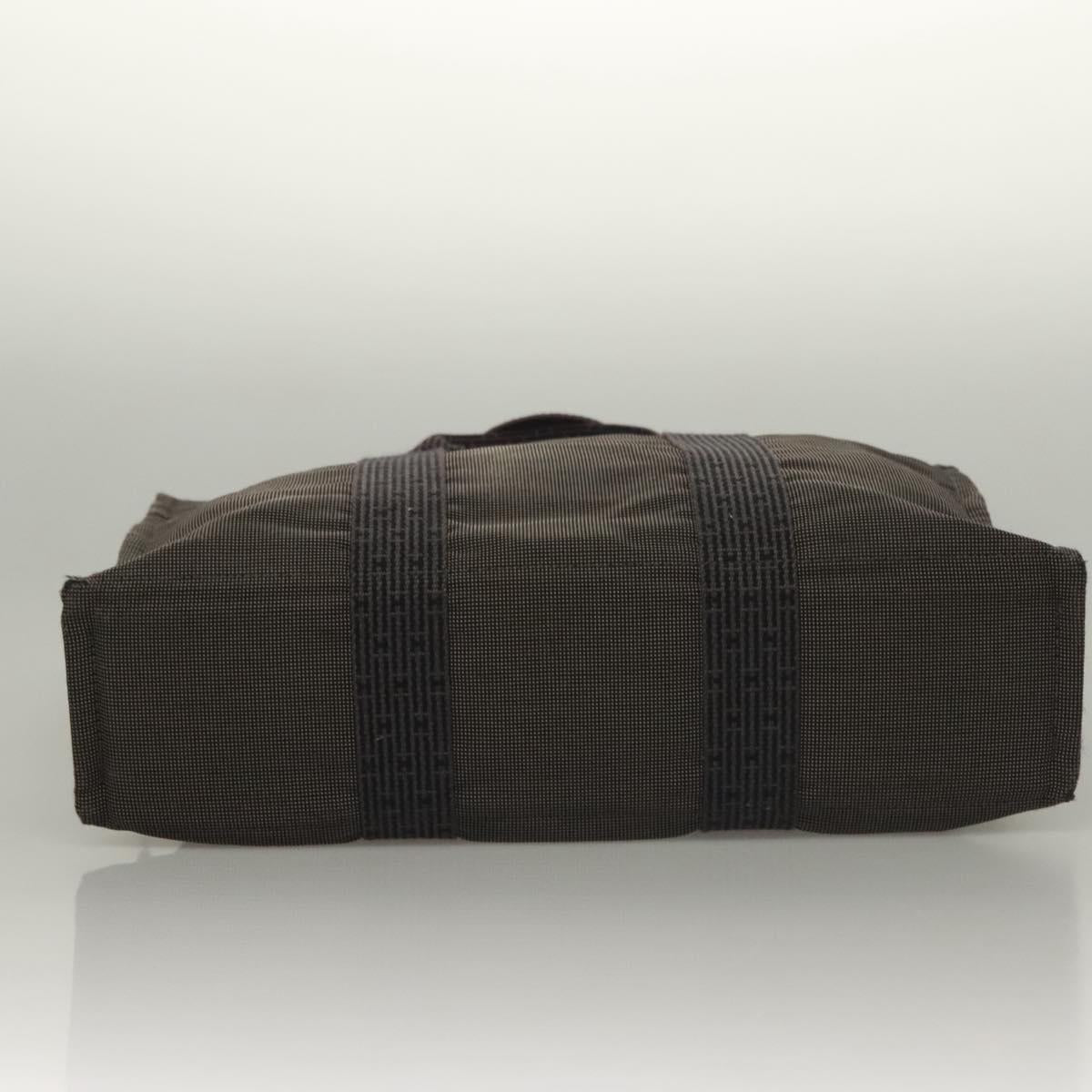 HERMES Her Line MM Hand Bag Canvas Gray Auth 135664