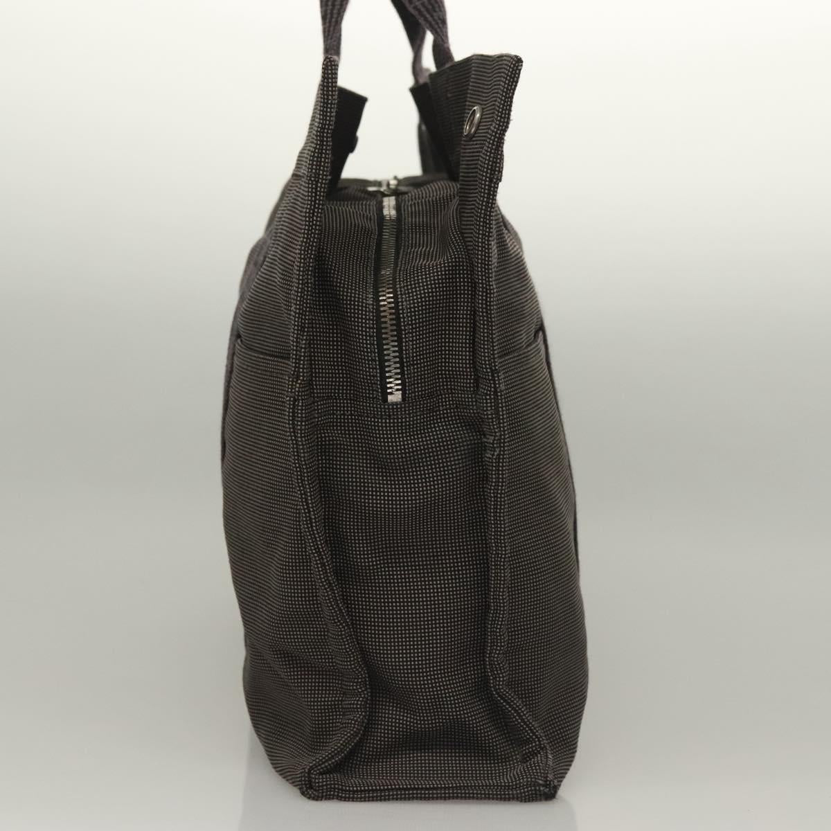HERMES Her Line MM Hand Bag Canvas Gray Auth 135664